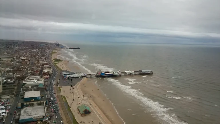 Aerial view of Blackpool seafront and Central Pier taken from Blackpool Tower