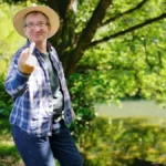 The author of the blog at Ilam Hall making a symbolic gesture of defiance against the disease during cancer treatment.