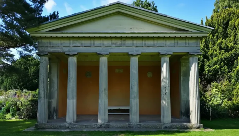 The Doric Temple at Shugborough Estate, seen from the front.